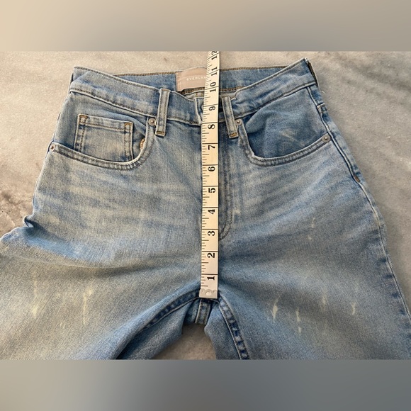 Everlane High Rise Straight Leg Light Wash Denim Jeans Distressed Zip Size 0 - Picture 11 of 12